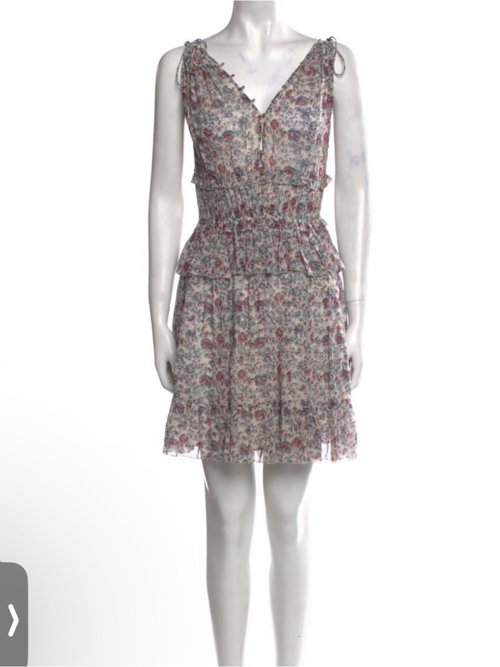 Ulla Johnson Cream Mini Dress with Pink and Blue Floral Print